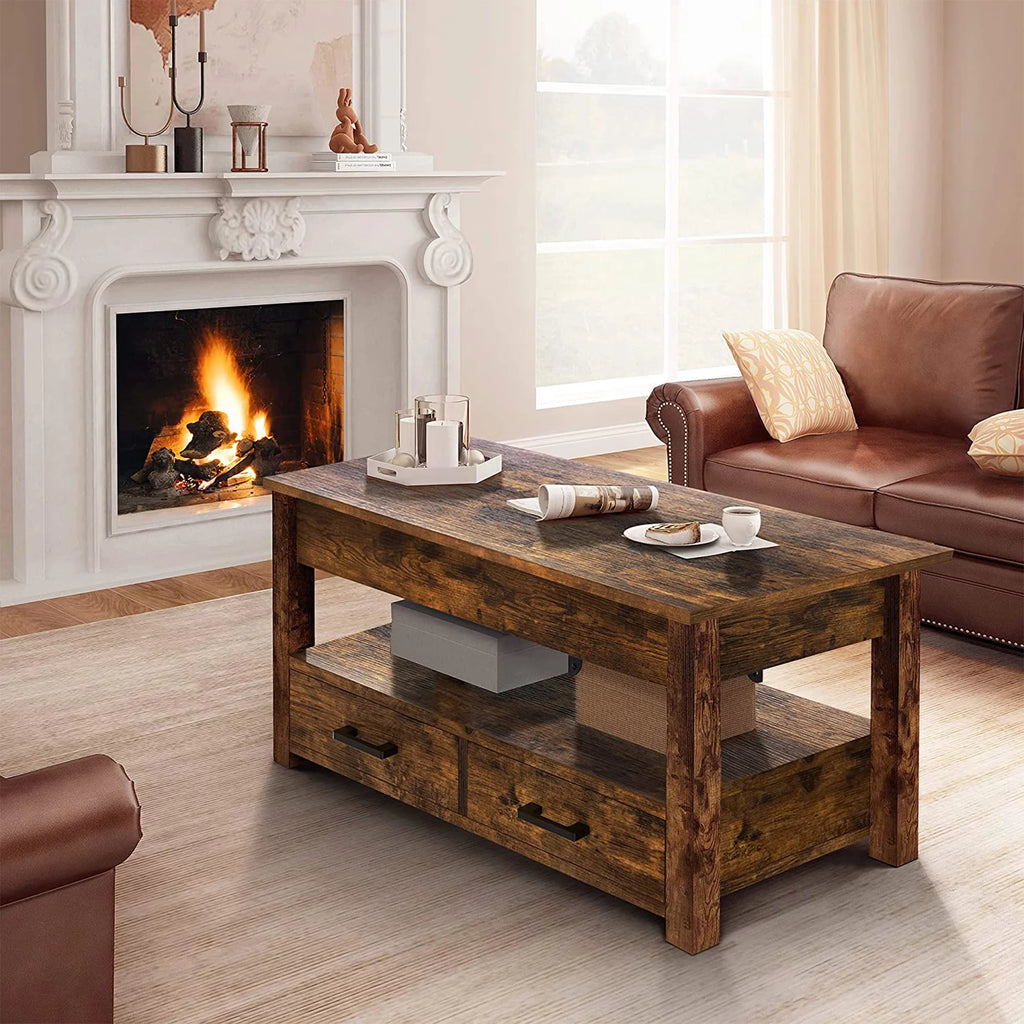 23 In Lift Top Coffee Table with 2 Drawers, Brown N223