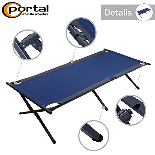 Folding Portable Camping Cot with Carry Bag and Side Storage Organizer L42972