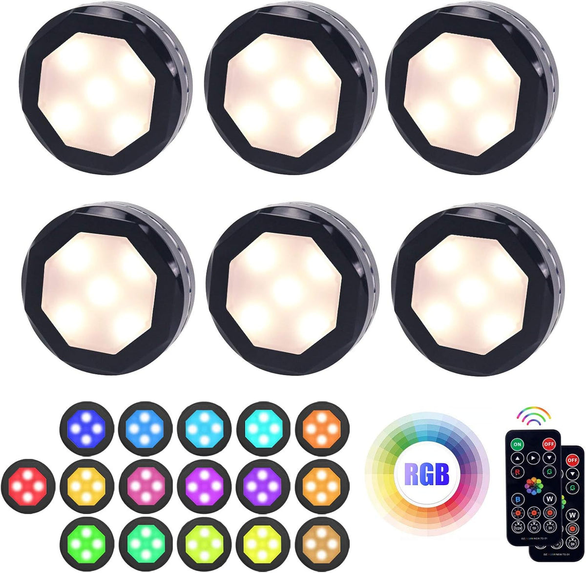 6 Packs Battery Operated Color Changing Dimmable Under Cabinet Light Z41831