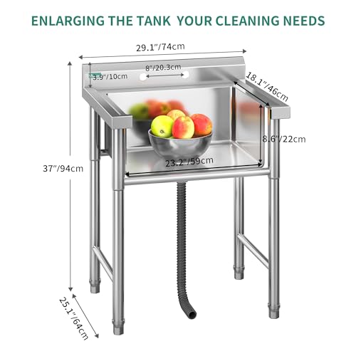 Stainless Steel Freestanding Single Bowl Utility Sink with Workbench V898