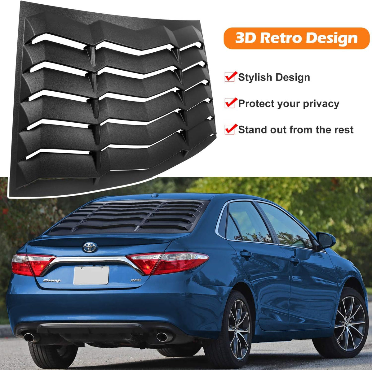Matte Black ABS Rear Window Louver for Toyota Camry 2012-2017 F8772