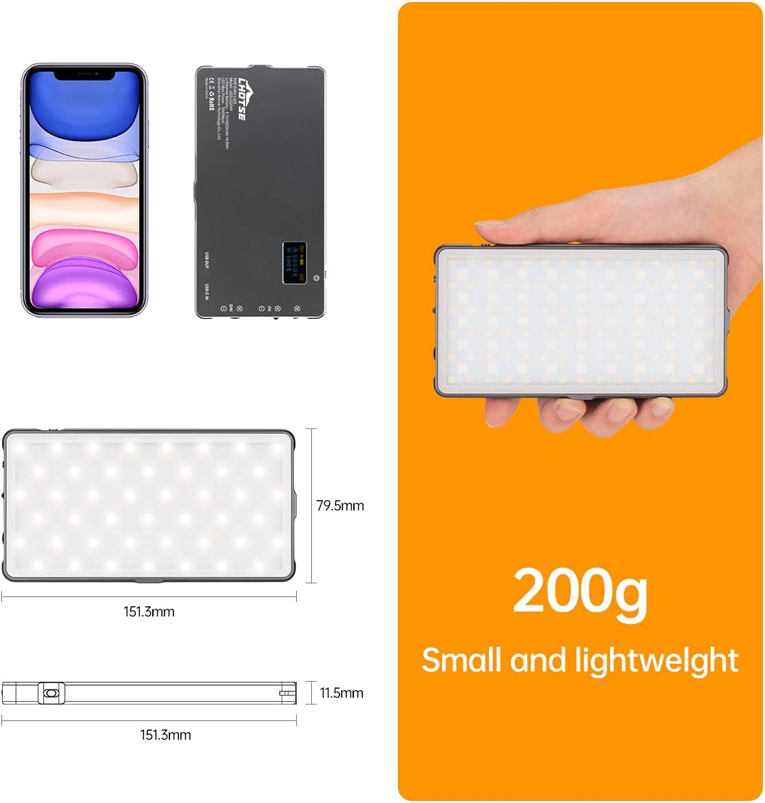 RGB Video Light Panel with Aluminum Alloy Body, Pack of 2 W1332
