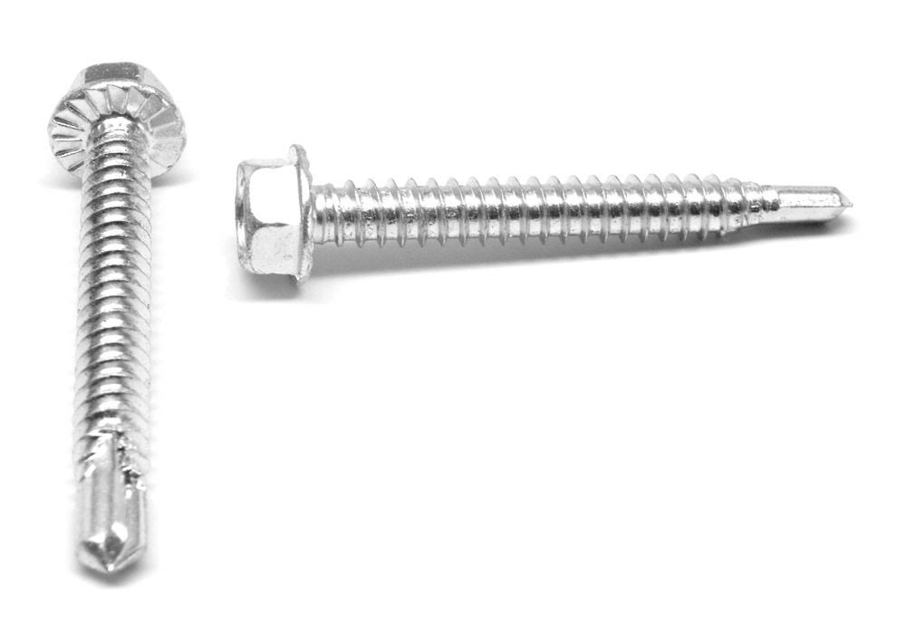 1/4-20 x 3/4 Coarse Thread Self Drilling Screw Hex Washer 7/16 AF Head Low Carbon Steel Zinc Plated V66311
