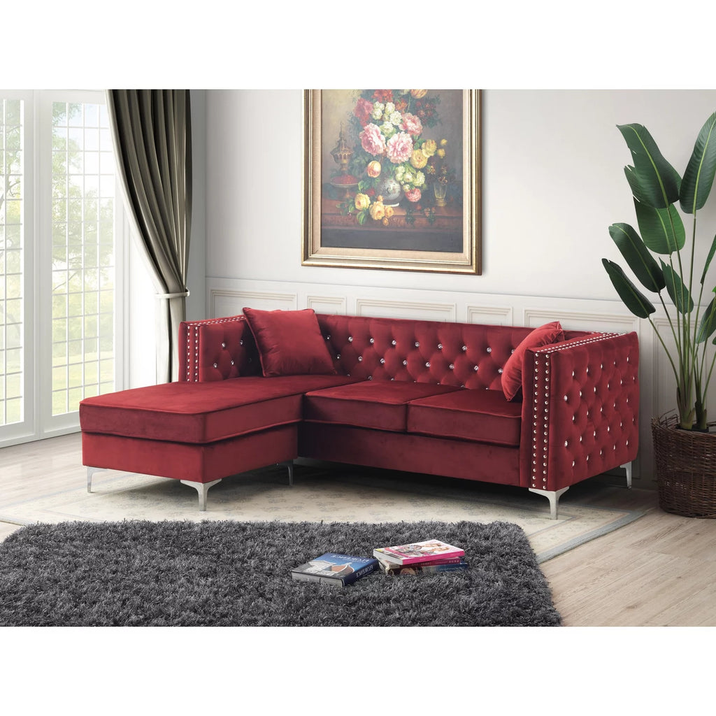 Burgundy Sofa Chaise V7241
