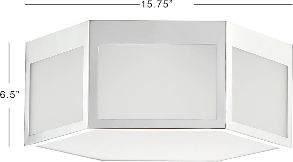 15.75" Hexagon Metal Frosted Glass LED Flush Mount T10183