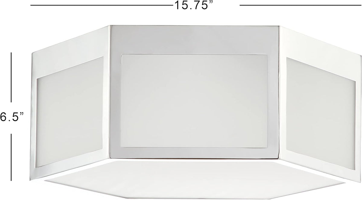 15.75" Hexagon Metal Frosted Glass LED Flush Mount T10183