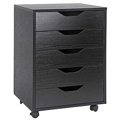 White 5 Drawer Mobile File Cabinet with Casters N62677