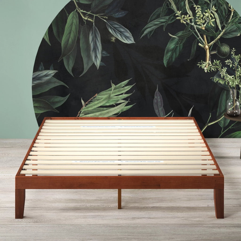 12" Wood Platform Bed Frame, Cherry, Twin A7753