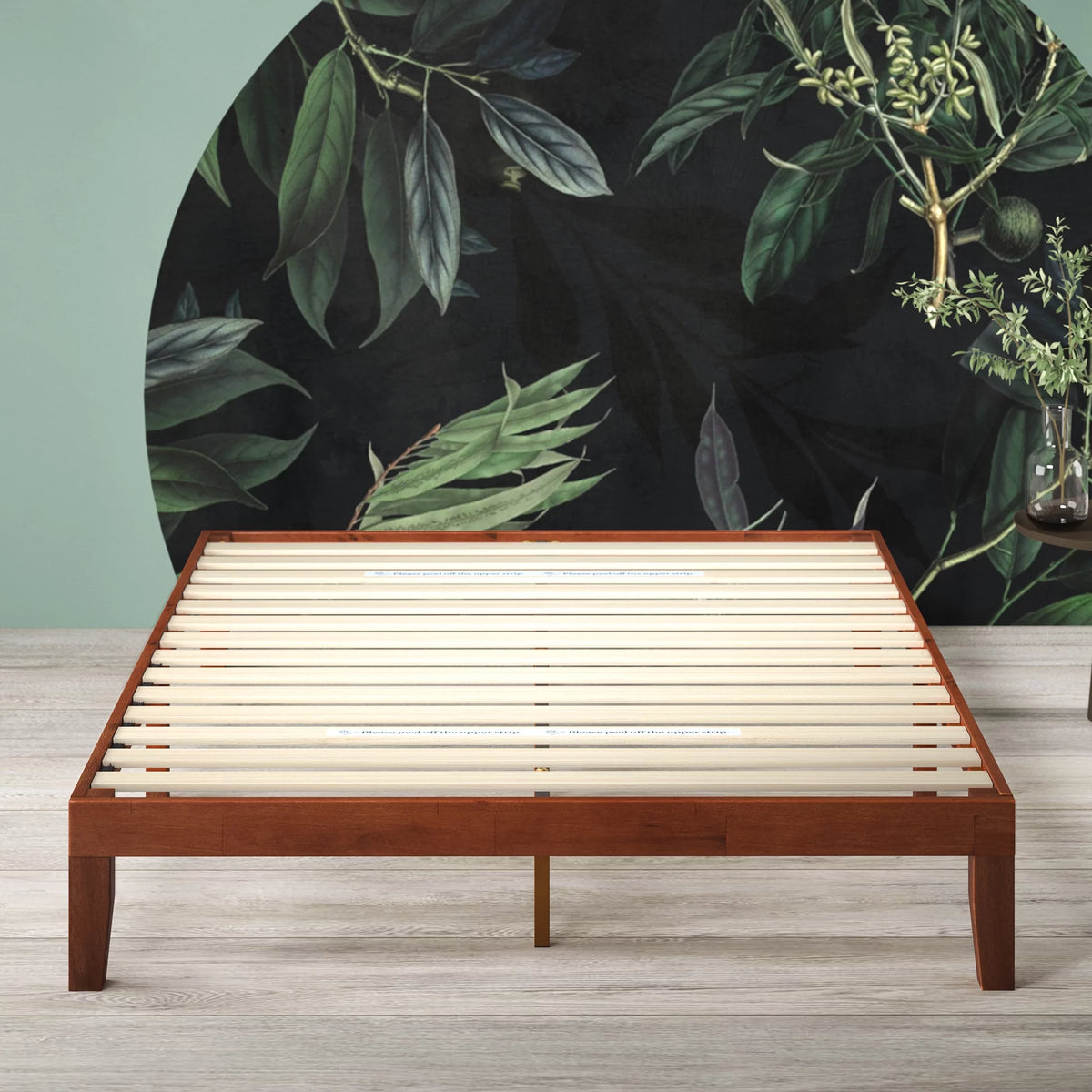 12" Wood Platform Bed Frame, Cherry, Twin A7753