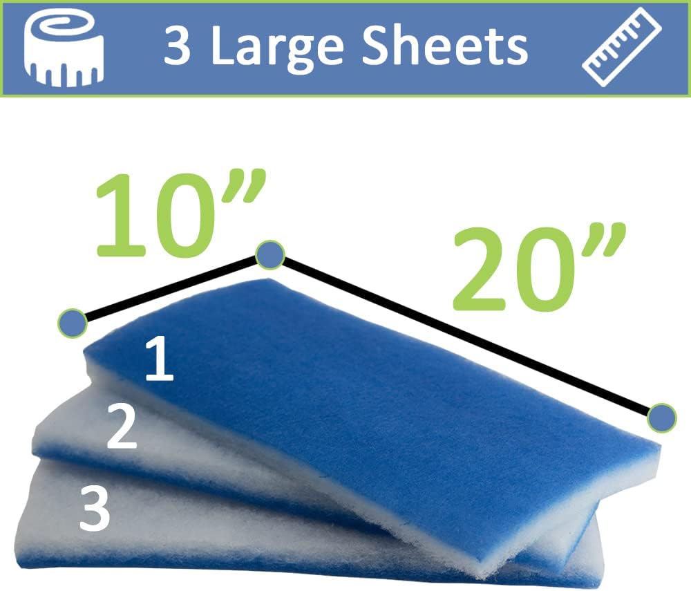 2 Inch Thick Double Bonded Poly Filter Pads (3 Large Pads) N326