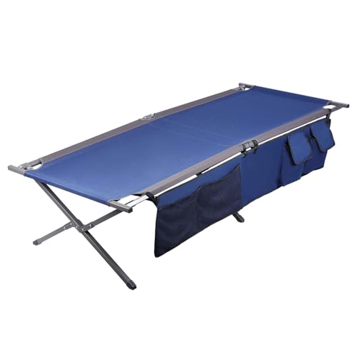 Folding Portable Camping Cot with Carry Bag and Side Storage Organizer L42972