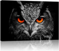 Black White Owl with Red Eyes Canvas Painting Framed Artwork J35332