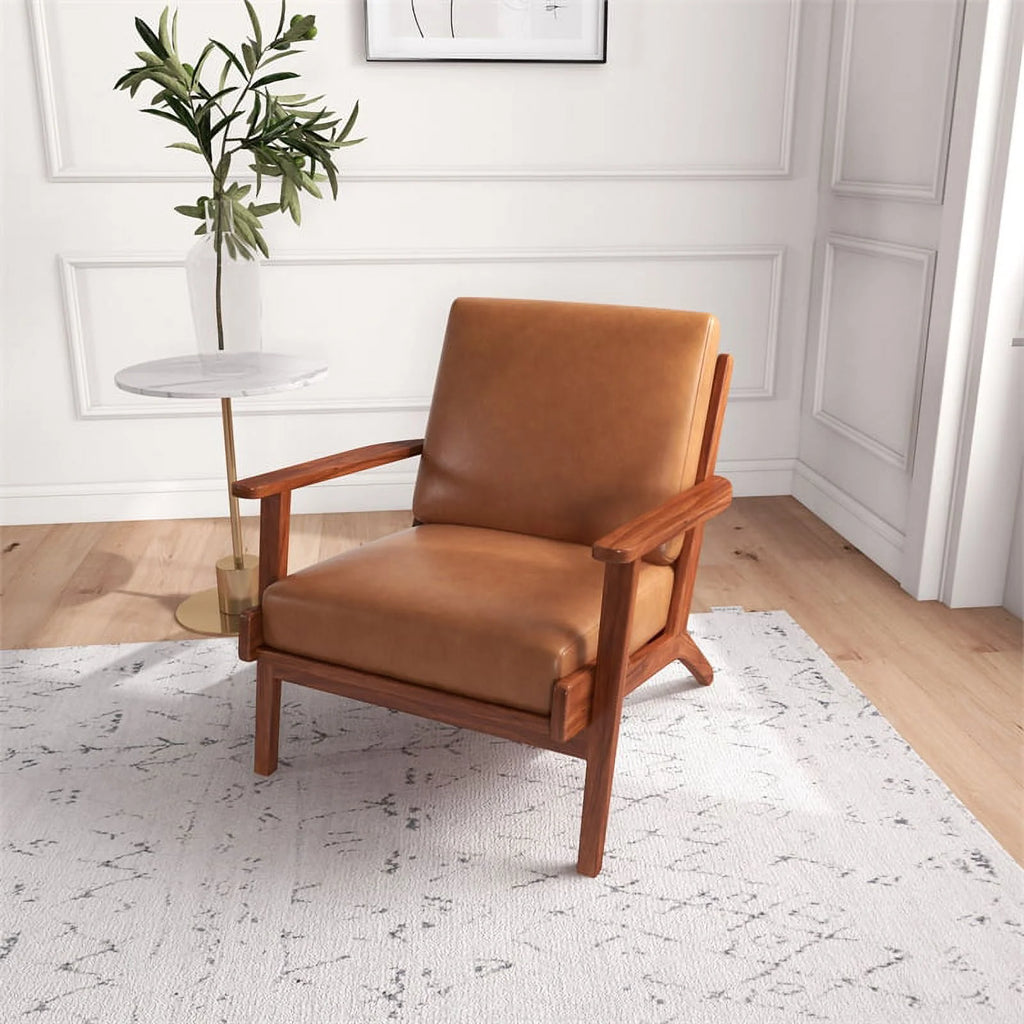 Brown Genuine Leather Accent Chair K667802