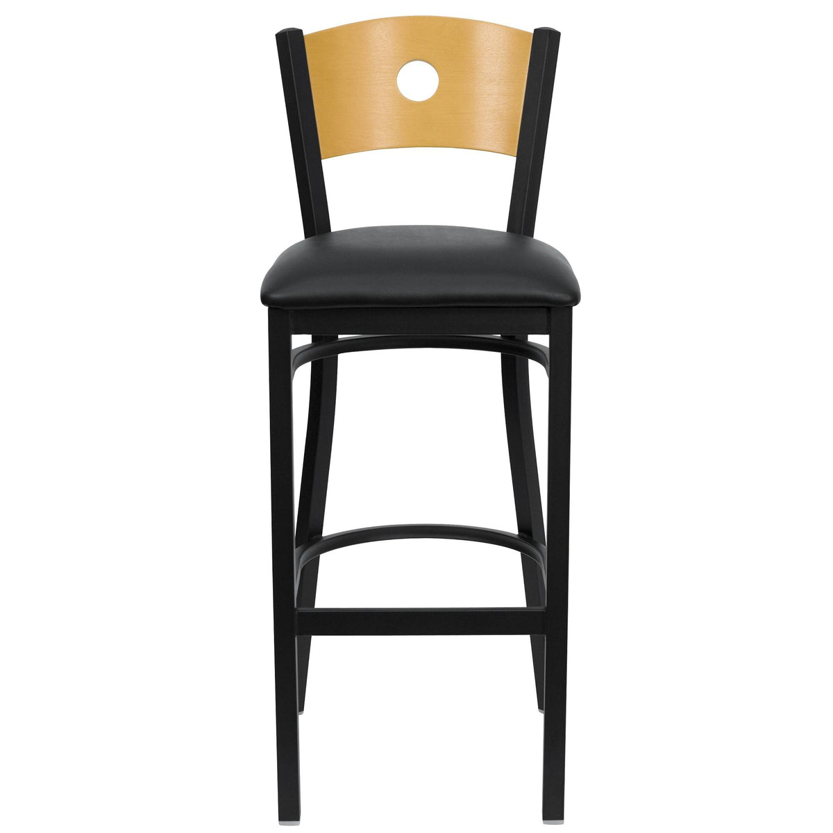 Black and Natural Brown Circle Back Restaurant Barstool W93640