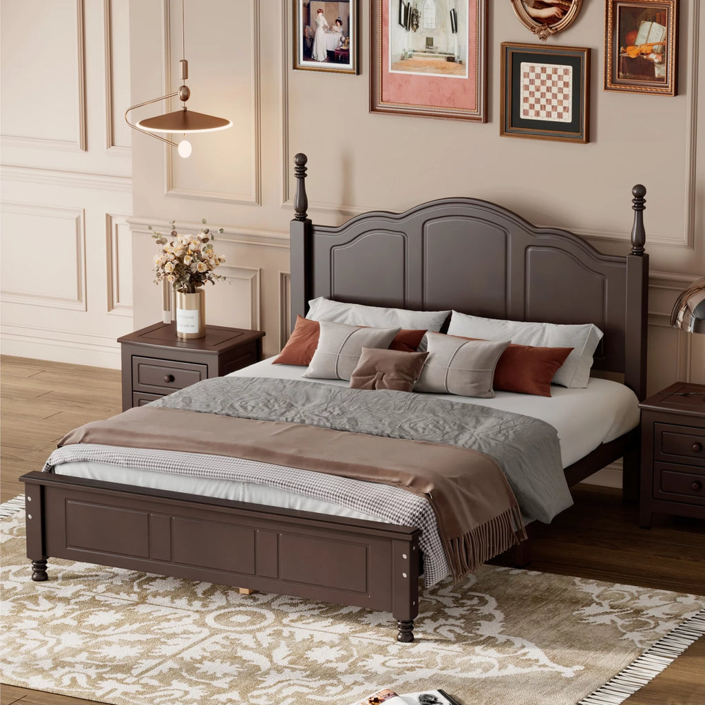 Full Size Wooden Platform Bed Frame with Slat Support U25124
