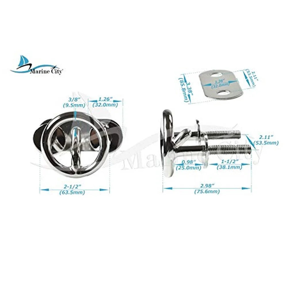 316 Stainless-Steel Marine Transom Mount Ski Tow Hook 4 Pcs N959979