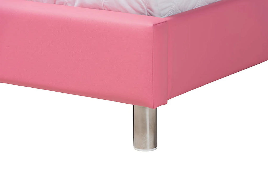 Pink Faux Leather Queen Size 3-Piece Bedroom Set A402