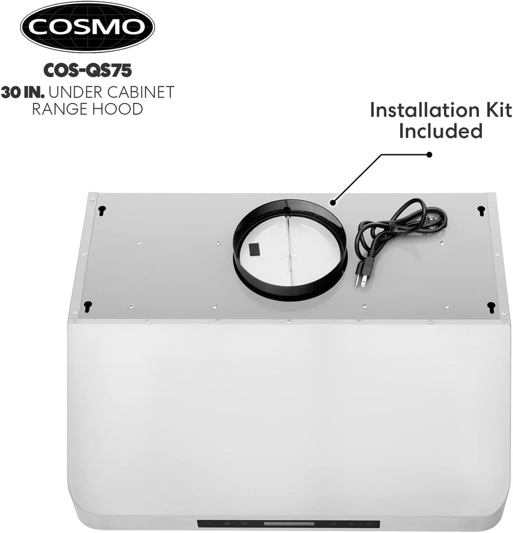 30 in. Under Cabinet Range Hood with 500 CFM, Permanent Filters, LED Lights, Stainless Steel I508033