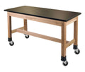 24x54x22 Wood Science Lab Table with Phenolic Top and Casters N854
