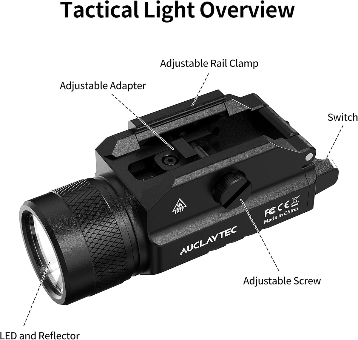 1200 Lumens Mounted Pistol Flashlight with Strobe Mode A363