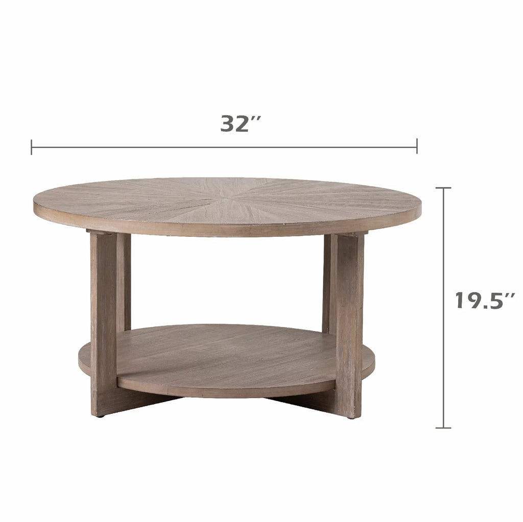 Round Wood Coffee Table with Storage Q676764