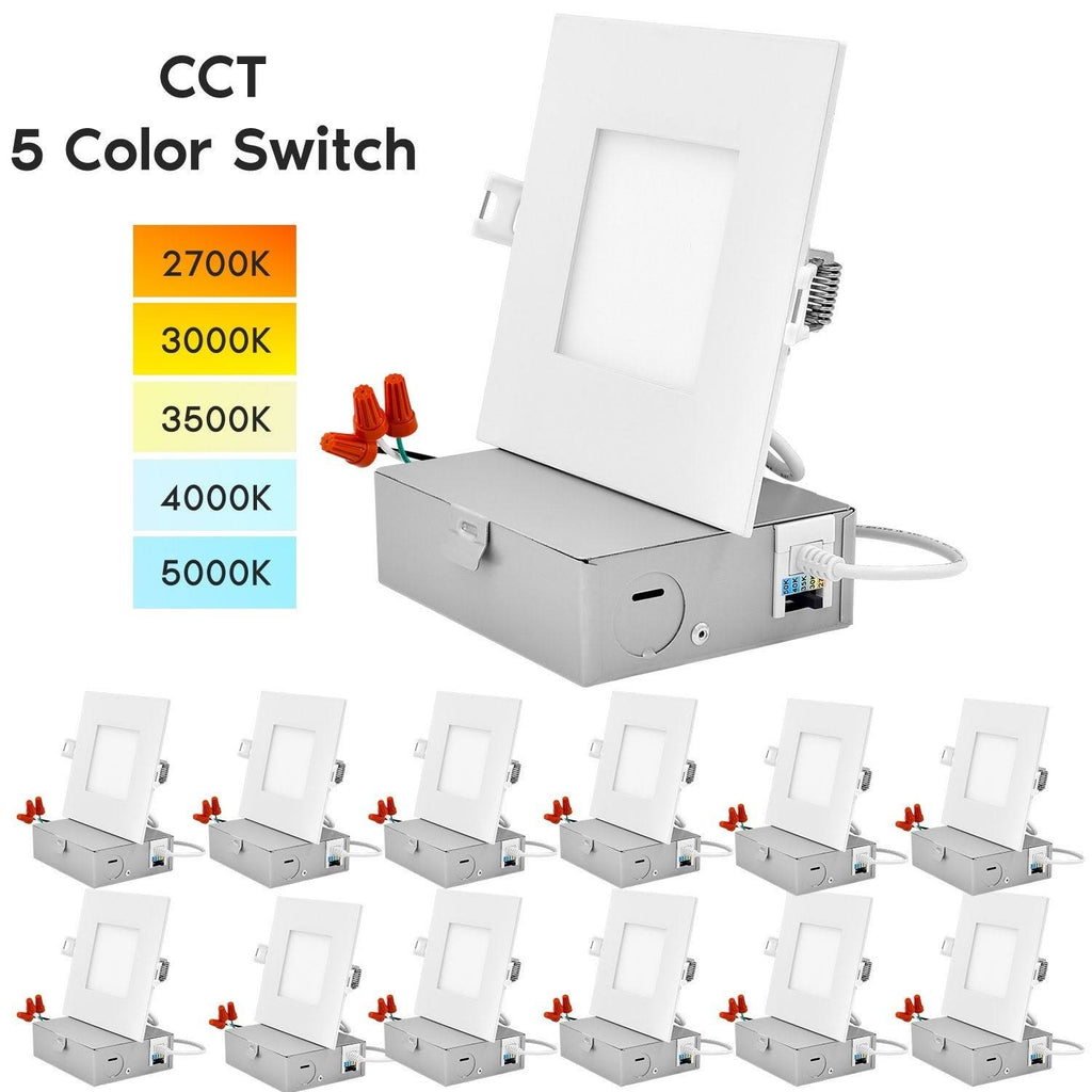 4 in Dimmable Integrated LED Recessed Light Ultra Thin Square Kit 12-Pack N6336