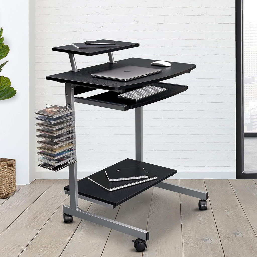 Compact Computer Cart with Storage, Espresso C332