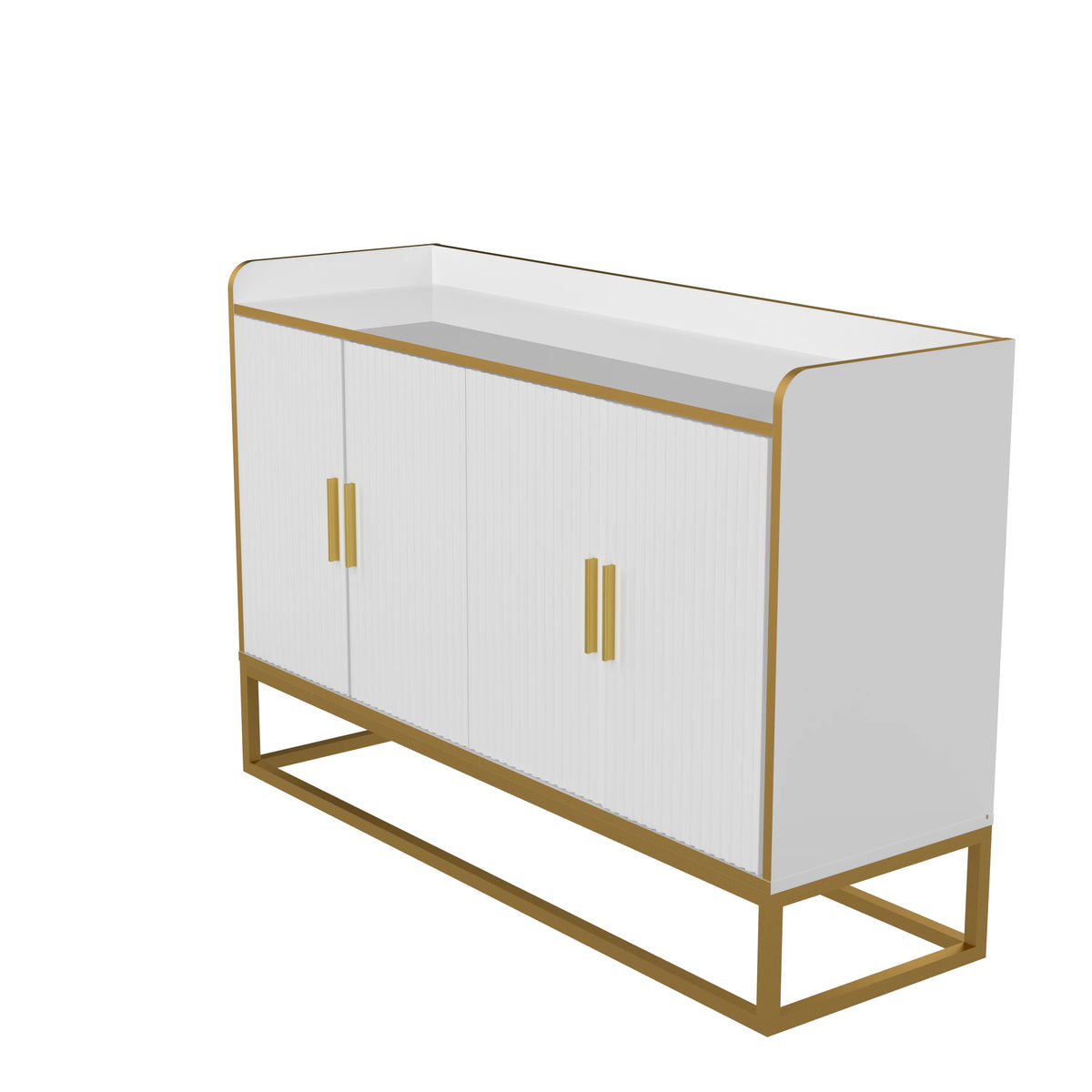White Gloss Storage Cabinet with Metal Legs T819690