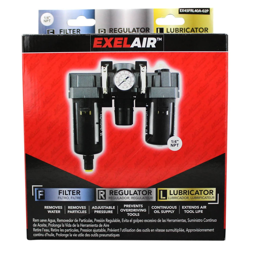 1/4 in. NPT Polycarbonate FRL Air Filter Regulator and Lubricator System J64255