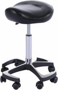 Hydraulic Saddle Stool with Wheels Height Adjustable Ergonomic Rolling Swivel Chair Camel Black P401489