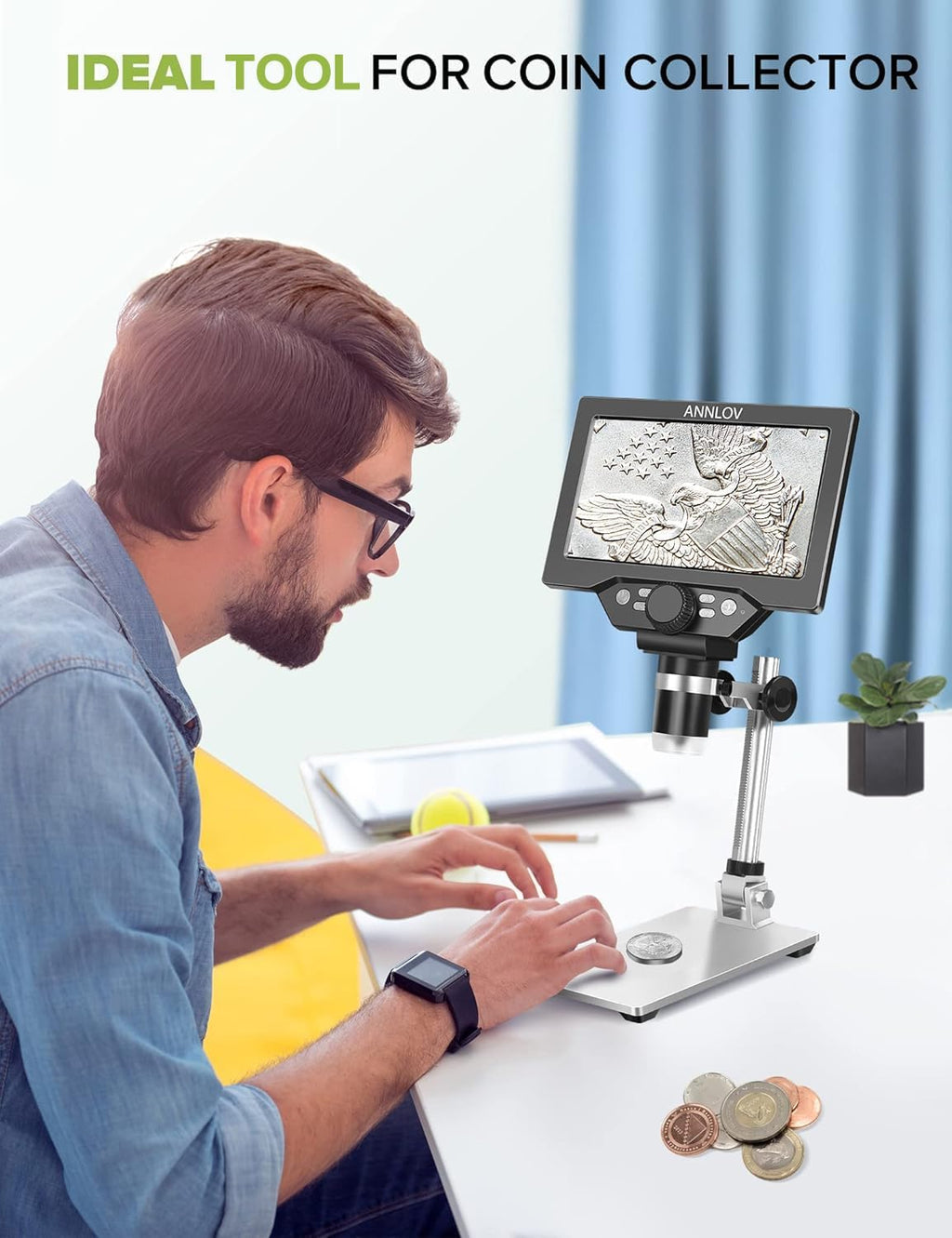1200X 1080P 12MP LCD Digital Microscope with Metal Stand Z162792
