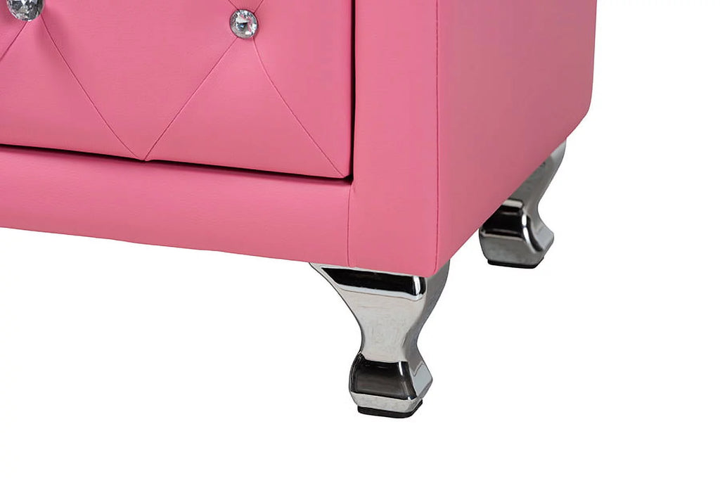 Pink Faux Leather Queen Size 3-Piece Bedroom Set A402
