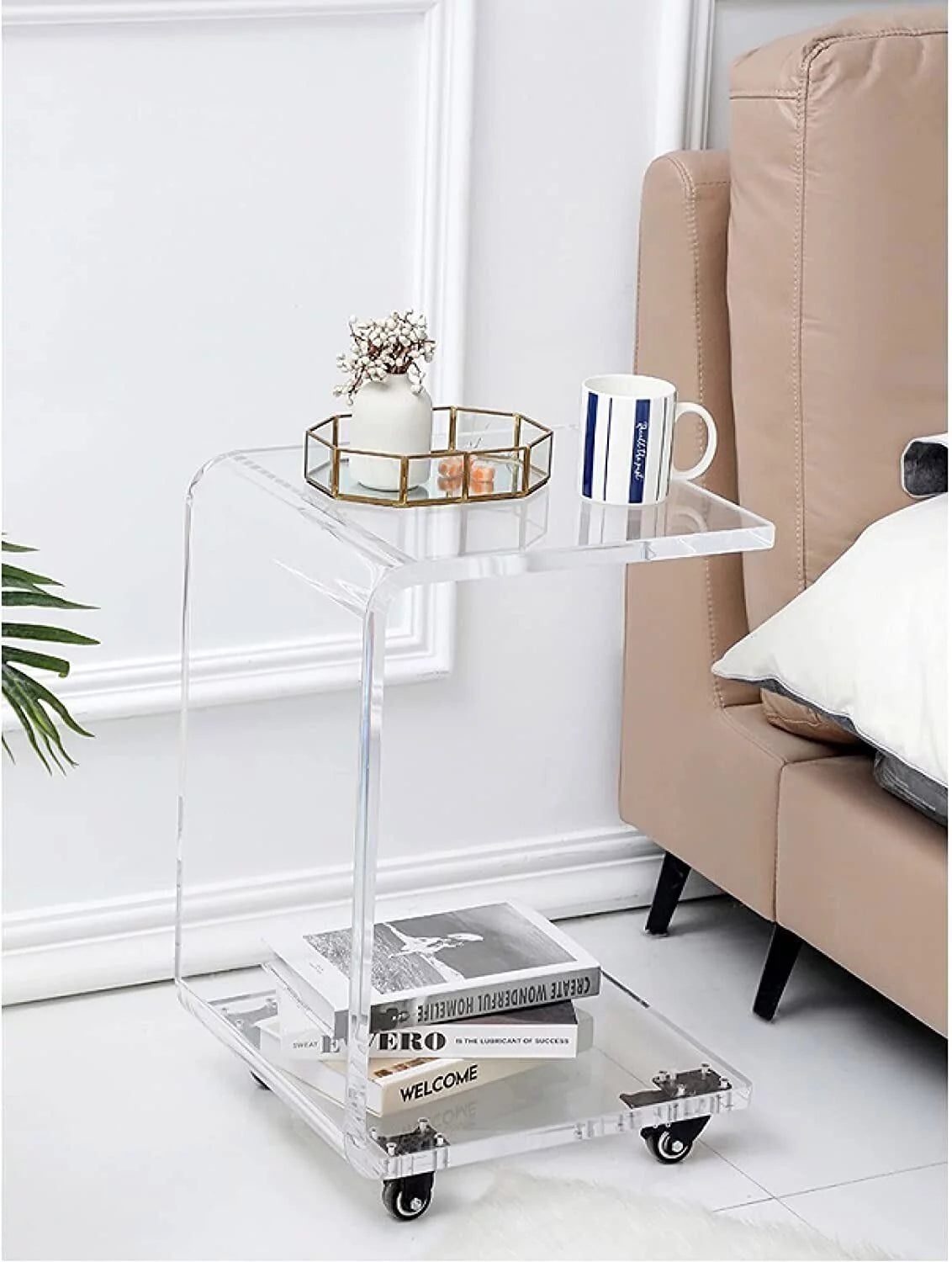 Transparent Acrylic C Shape Sofa Side Table K996387