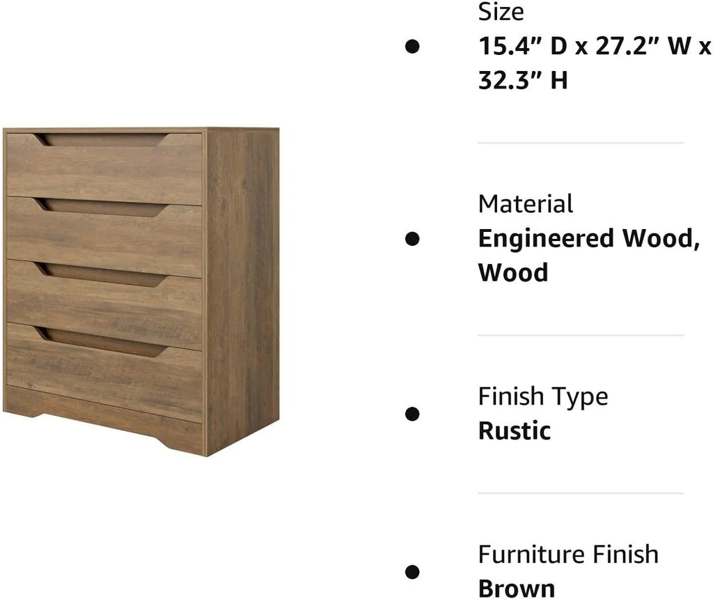 4 Drawer Wood Dresser P8125