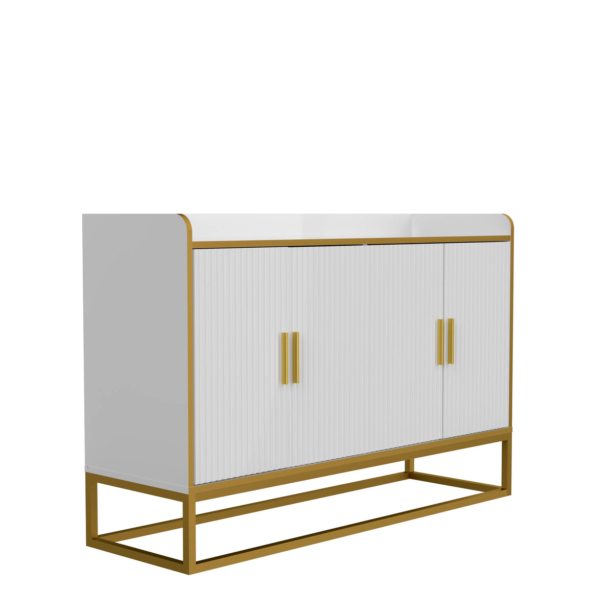 White Gloss Storage Cabinet with Metal Legs T819690