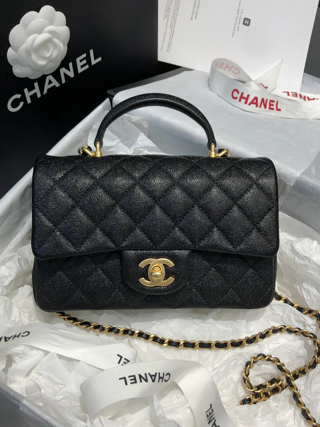 Mini Flap Bag With Top Handle Black A205