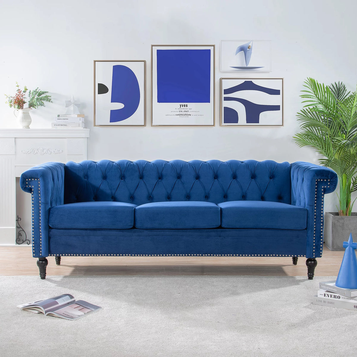 83.66 Inch Width Square Arm 3 Seater Sofa Z5635
