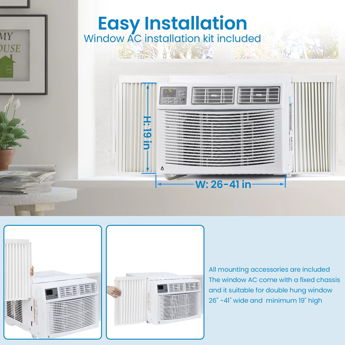 8,000 BTU Window-Mounted Air Conditioner with Remote/App Control V2525