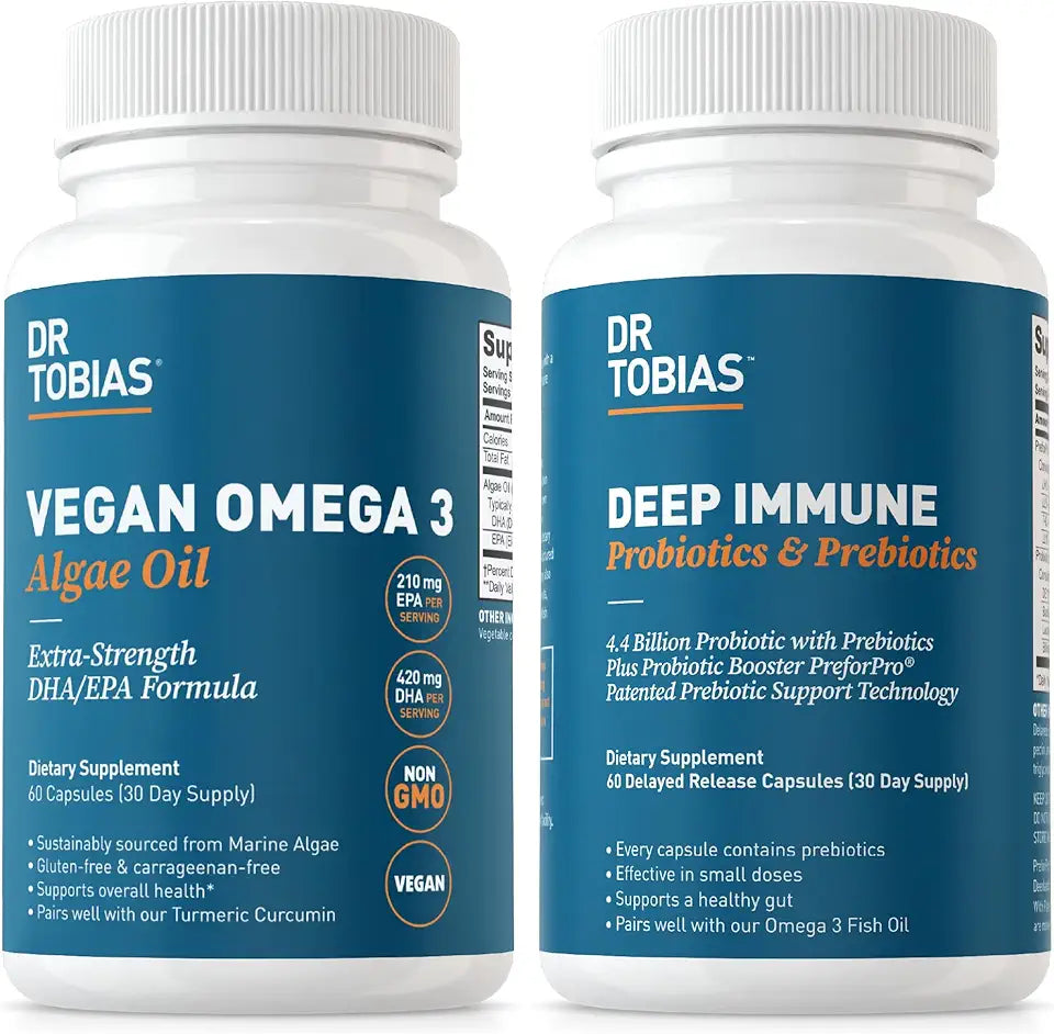 Vegan Omega 3 Algae Oil and Probiotics & Prebiotics Bundle S595617