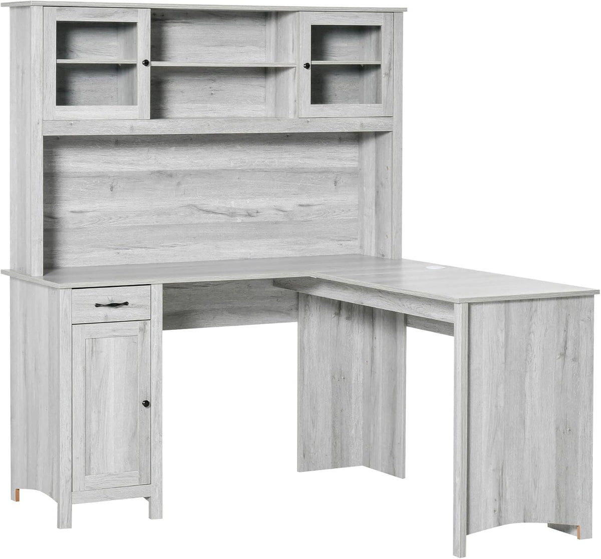 L-Shaped Desk with Hutch and Drawers O1158