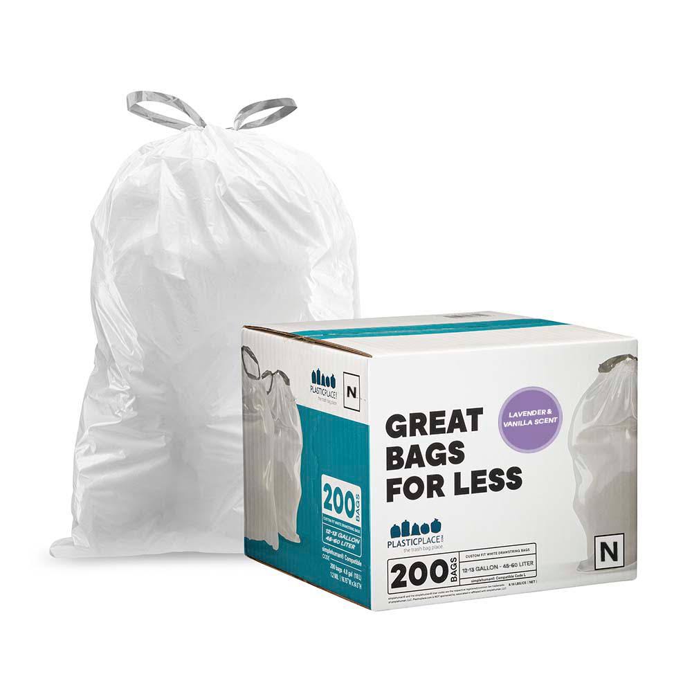 White Lavender Vanilla Scented 12-13 Gallon Garbage Can Liners 200 Count Y69422