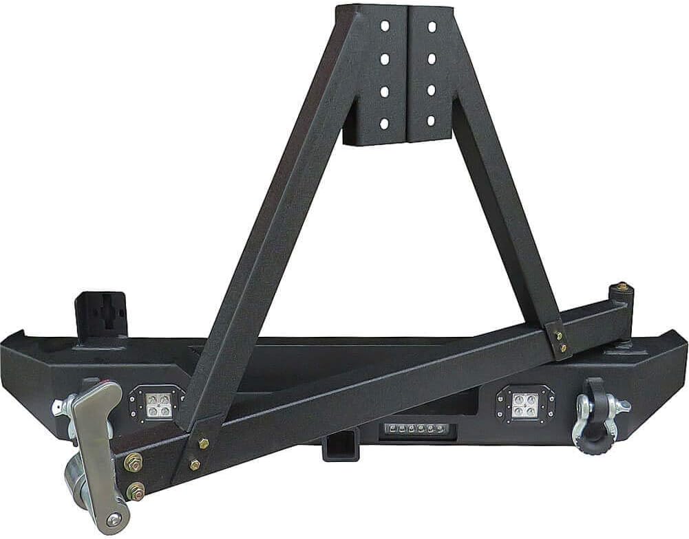 Front and Rear Bumper with Textured Black LED Lights Winch Plate Tire Carrier R71531