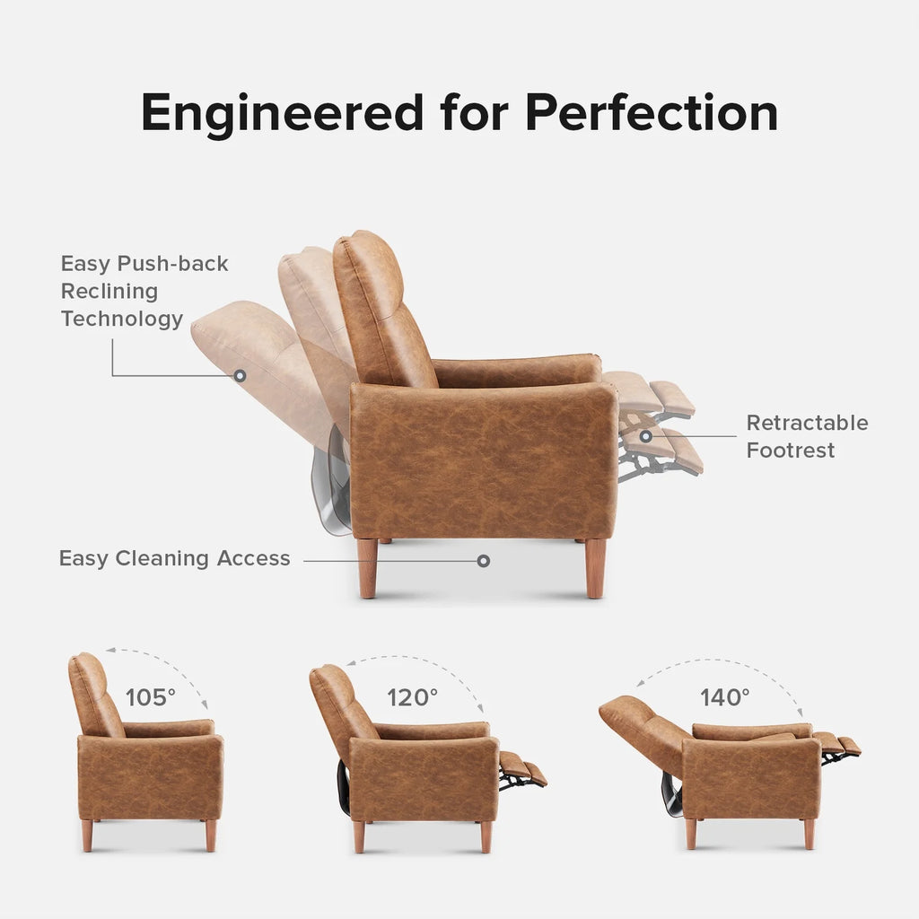 Pecan Brown Faux Leather Recliner H49566