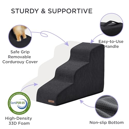 Grey 5 Step Dog Stairs with Non-Slip Bottom X826190