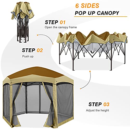 Camouflage 6 Sided Instant Screened Canopy Tent F358208