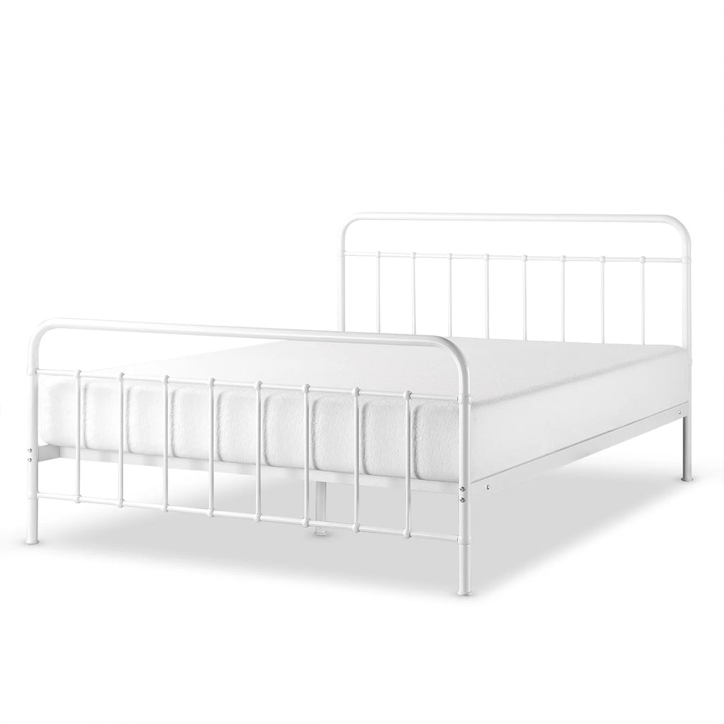 King White Metal Platform Bed Frame O452