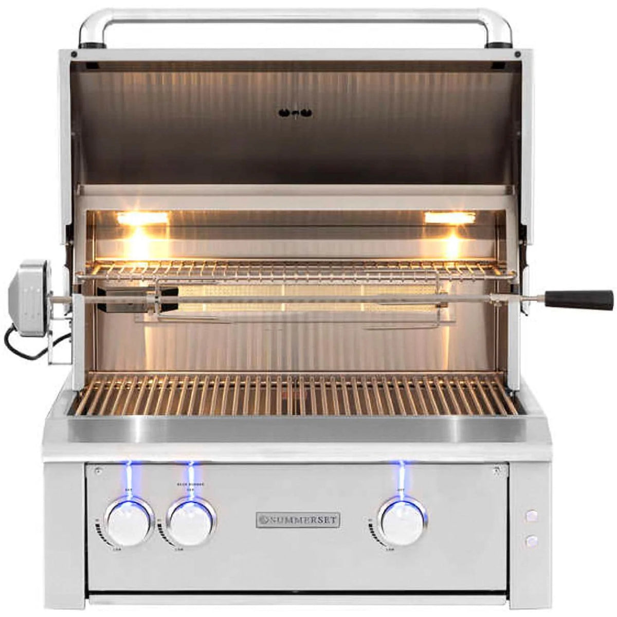 30-Inch 2-Burner Built-In Natural Gas Grill With Stainless Steel Burners & Rotisserie D370958