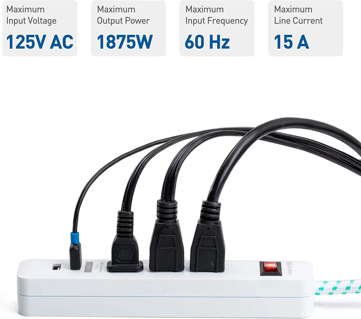 2-Pack 3 Outlet Surge Protector Power Strip with USB Charging Ports White I2920