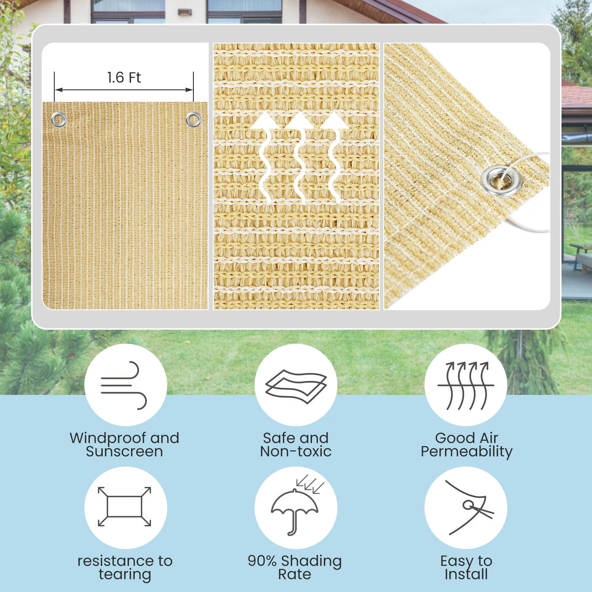 Beige 10'x10' Sunshade Netting C33347