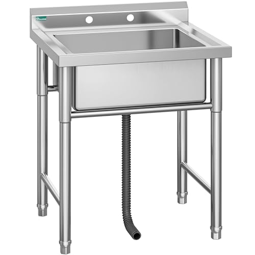 Stainless Steel Freestanding Single Bowl Utility Sink with Workbench V898